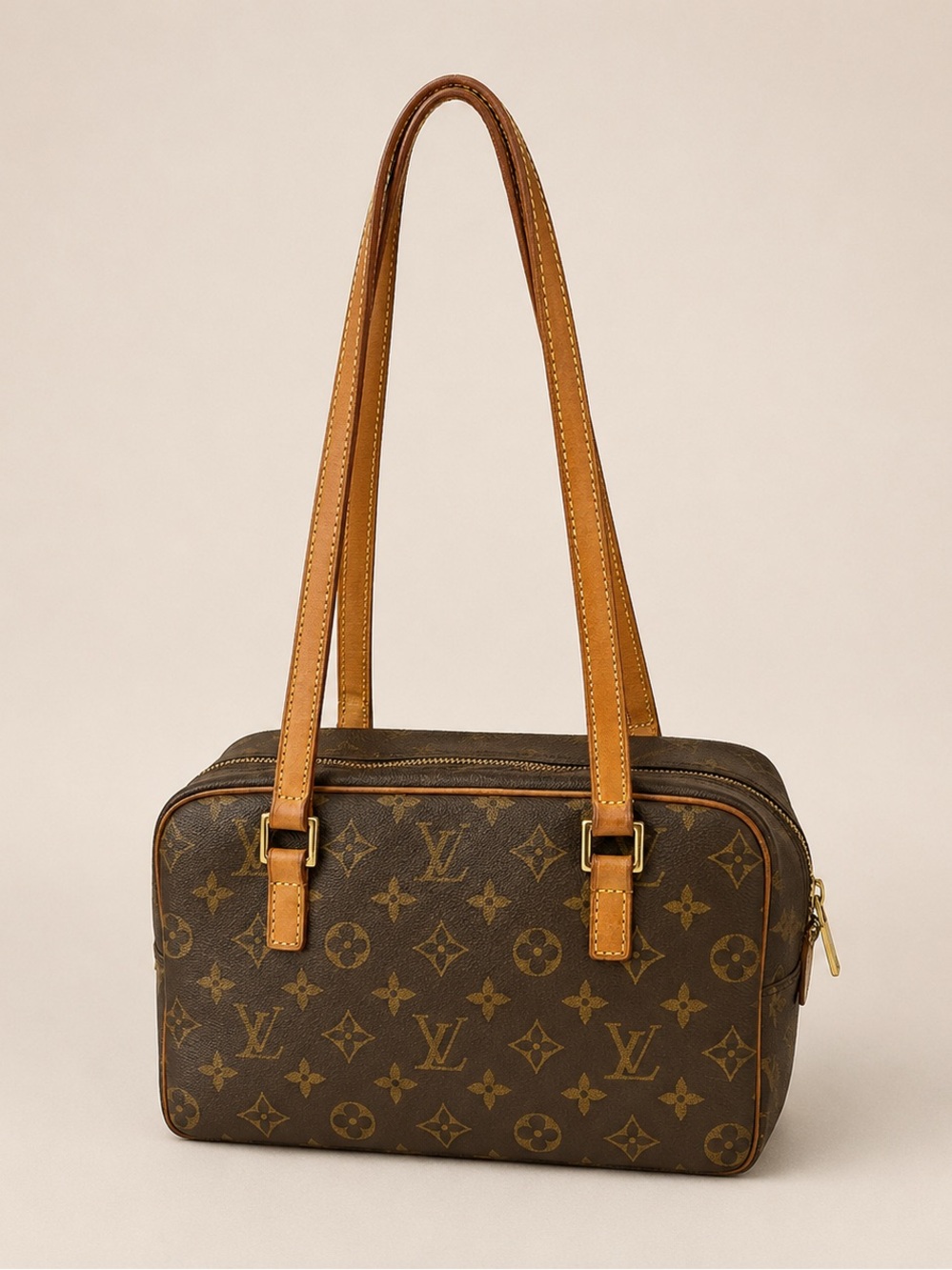 Louis Vuitton Monogram Cite MM Canvas Tote Shoulder Bag in Brown